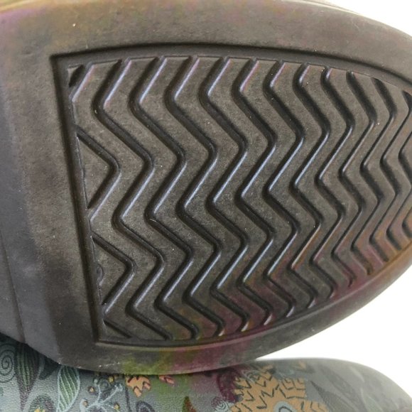 CROCS Size 11 Floral Print Clogs 203764 Dual Leather Braided Strap Dual Comfort - Picture 13 of 15